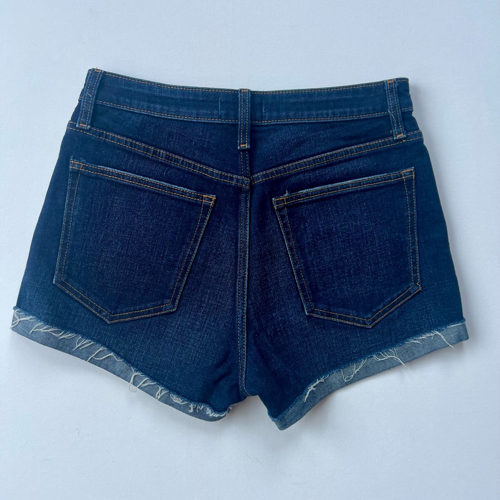 Abercrombie & Fitch High Rise  Blue Denim • Cuffed Raw Hem • Women’s Size 27/4 - Picture 3 of 11